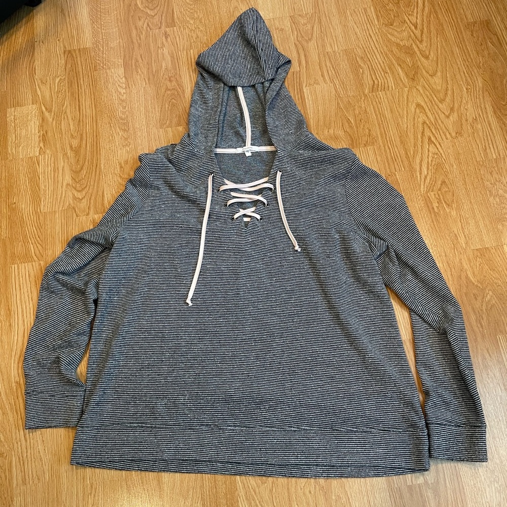 Maurices lace up striped sweatshirt